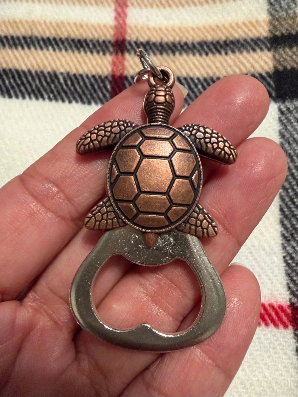 Turtle Bottle Opener Keychain in Antique Copper